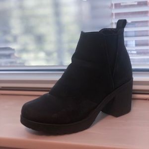Faux Leather Black Heeled Bootie